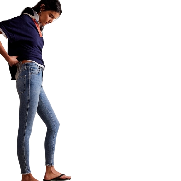 We The Free Free People Raw Hem High-Rise Super Skinny Jegging Jeans Sz 24 NWT - Picture 4 of 15